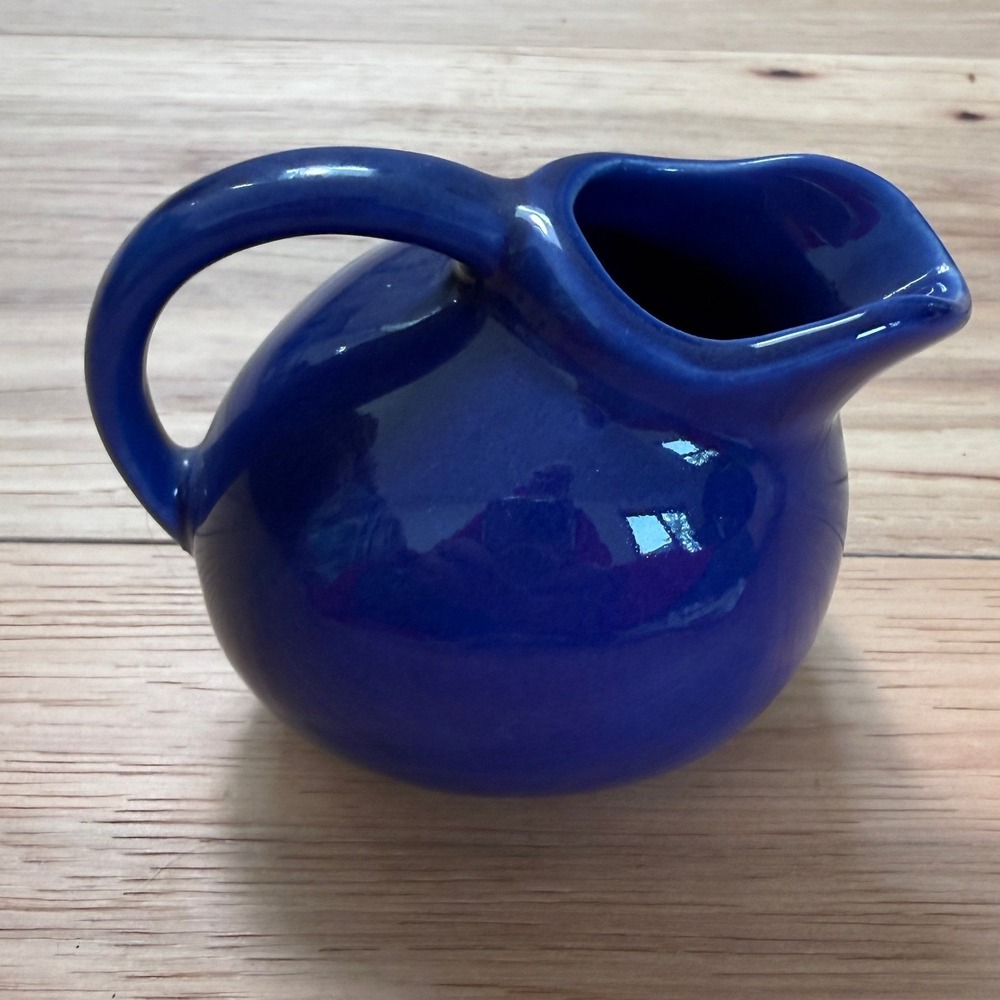 Vintage Tilt Ball Pitcher Small Cobalt Blue USA 111 Ceramic 50s Cottagecore